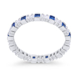 Baguette Princess Full Eternity Wedding Band Ring 925 Sterling Silver
