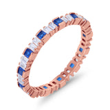 Baguette Princess Full Eternity Wedding Band Ring 925 Sterling Silver