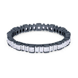 Baguette Princess Full Eternity Wedding Band Ring 925 Sterling Silver