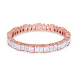 Baguette Princess Full Eternity Wedding Band Ring 925 Sterling Silver