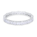 Baguette Princess Full Eternity Wedding Band Ring 925 Sterling Silver