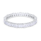 Baguette Princess Full Eternity Wedding Band Ring 925 Sterling Silver