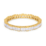 Baguette Princess Full Eternity Wedding Band Ring 925 Sterling Silver