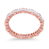 Baguette Princess Full Eternity Wedding Band Ring 925 Sterling Silver
