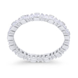 Baguette Princess Full Eternity Wedding Band Ring 925 Sterling Silver