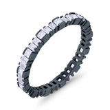 Baguette Princess Full Eternity Wedding Band Ring 925 Sterling Silver