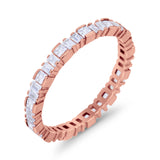 Baguette Princess Full Eternity Wedding Band Ring 925 Sterling Silver