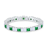 Baguette Princess Full Eternity Wedding Band Ring 925 Sterling Silver