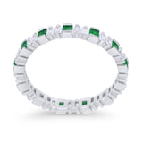 Baguette Princess Full Eternity Wedding Band Ring 925 Sterling Silver