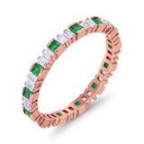 Baguette Princess Full Eternity Wedding Band Ring 925 Sterling Silver