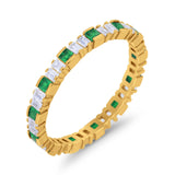 Baguette Princess Full Eternity Wedding Band Ring 925 Sterling Silver