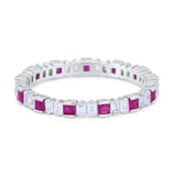 Baguette Princess Full Eternity Wedding Band Ring 925 Sterling Silver