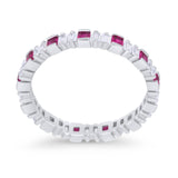 Baguette Princess Full Eternity Wedding Band Ring 925 Sterling Silver