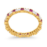 Baguette Princess Full Eternity Wedding Band Ring 925 Sterling Silver