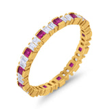 Baguette Princess Full Eternity Wedding Band Ring 925 Sterling Silver