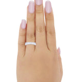 Half Eternity Radiant Cut Wedding Band Ring 925 Sterling Silver