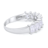 Half Eternity Radiant Cut Wedding Band Ring 925 Sterling Silver