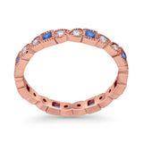 Art Deco Eternity Wedding Band Ring Round 925 Sterling Silver