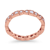 Art Deco Eternity Wedding Band Ring Round 925 Sterling Silver