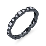 Art Deco Eternity Wedding Band Ring Round 925 Sterling Silver