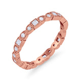Art Deco Eternity Wedding Band Ring Round 925 Sterling Silver