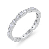 Art Deco Eternity Wedding Band Ring 925 Sterling Silver
