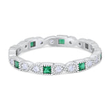 Art Deco Eternity Wedding Band Ring 925 Sterling Silver