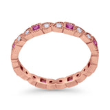 Art Deco Eternity Wedding Band Ring Round 925 Sterling Silver