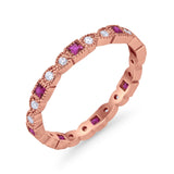 Art Deco Eternity Wedding Band Ring Round 925 Sterling Silver