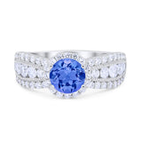 Vintage Style Engagement Bridal Ring Simulated Cubic Zirconia 925 Sterling Silver