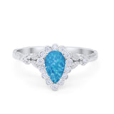 Teardrop Art Deco Engagement Ring Simulated Cubic Zirconia 925 Sterling Silver