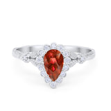 Teardrop Art Deco Engagement Ring Simulated Cubic Zirconia 925 Sterling Silver