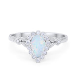 Teardrop Art Deco Engagement Ring Simulated Cubic Zirconia 925 Sterling Silver