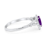 Teardrop Art Deco Engagement Ring Simulated Cubic Zirconia 925 Sterling Silver