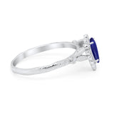 Teardrop Art Deco Engagement Ring Simulated Cubic Zirconia 925 Sterling Silver
