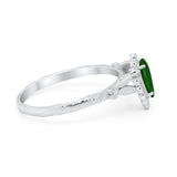 Teardrop Art Deco Engagement Ring Simulated Cubic Zirconia 925 Sterling Silver