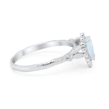 Teardrop Art Deco Engagement Ring Simulated Cubic Zirconia 925 Sterling Silver