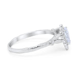 Teardrop Art Deco Engagement Ring Simulated Cubic Zirconia 925 Sterling Silver