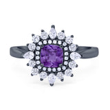 Cushion Cut Halo Engagement Bridal Ring Pear Round Cubic Zirconia 925 Sterling Silver