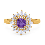 Cushion Cut Halo Engagement Bridal Ring Pear Round Cubic Zirconia 925 Sterling Silver