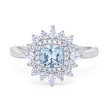 Cushion Cut Halo Engagement Bridal Ring Pear Round Cubic Zirconia 925 Sterling Silver