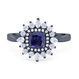 Cushion Cut Halo Engagement Bridal Ring Pear Round Cubic Zirconia 925 Sterling Silver