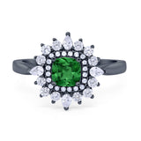 Cushion Cut Halo Engagement Bridal Ring Pear Round Cubic Zirconia 925 Sterling Silver