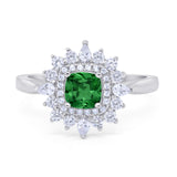 Cushion Cut Halo Engagement Bridal Ring Pear Round Cubic Zirconia 925 Sterling Silver