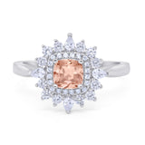 Cushion Cut Halo Engagement Bridal Ring Pear Round Cubic Zirconia 925 Sterling Silver