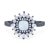 Cushion Cut Halo Engagement Bridal Ring Pear Round Cubic Zirconia 925 Sterling Silver