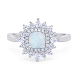 Cushion Cut Halo Engagement Bridal Ring Pear Round Cubic Zirconia 925 Sterling Silver