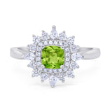 Cushion Cut Halo Engagement Bridal Ring Pear Round Cubic Zirconia 925 Sterling Silver
