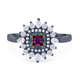 Cushion Cut Halo Engagement Bridal Ring Pear Round Cubic Zirconia 925 Sterling Silver