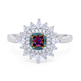 Cushion Cut Halo Engagement Bridal Ring Pear Round Cubic Zirconia 925 Sterling Silver